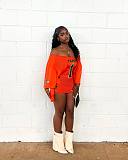 Contrast Color Waisted Long-sleeved Short Skirt Dress With Bateau Collar XS-1321