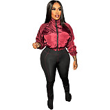 Casual Zipped Micro-flare Two-piece Pant Suit YNS-8006