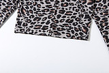 Fashionable Hooded Leopard Print Long-sleeved Sports Slim Trousers Two-piece Set DLS-82117