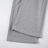 Casual Raw-Edge Zippered Cardigan Long-Sleeved Sweatshirt Jacket Elastic Sweatpants Set MRA-38407