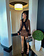 Sexy New Furry Patchwork Lace-up Cardigan Long-sleeved Top Leopard Print Skirt Suit MRA-25777