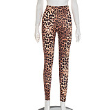 Leopard Print High-rise Pleated Skinny Stretch Casual Trousers XYWL-25TP326