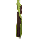 Fashionable and Creative Street Trendy Color Block High Waist Slim Dress ZJQD-82501