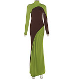 Fashionable and Creative Street Trendy Color Block High Waist Slim Dress ZJQD-82501