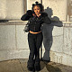 Furry Long-sleeved Zippered Sweatshirt Jacket and Rhinestone Sweatpants Two-piece Set MRA-37916