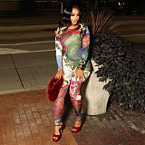 New 3D Digital Printing Personality Street Tight Long-sleeved Jumpsuit ZJQD-84127