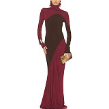Fashionable and Creative Street Trendy Color Block High Waist Slim Dress ZJQD-82501
