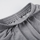 Casual Raw-Edge Zippered Cardigan Long-Sleeved Sweatshirt Jacket Elastic Sweatpants Set MRA-38407