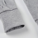 Casual Raw-Edge Zippered Cardigan Long-Sleeved Sweatshirt Jacket Elastic Sweatpants Set MRA-38407
