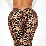 Leopard Print High-rise Pleated Skinny Stretch Casual Trousers XYWL-25TP326
