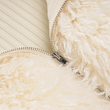 Fashionable Chanel style Teddy fur knitted striped cardigan jacket MRA-43801
