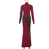 Fashionable and Creative Street Trendy Color Block High Waist Slim Dress ZJQD-82501