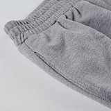 Casual Raw-Edge Zippered Cardigan Long-Sleeved Sweatshirt Jacket Elastic Sweatpants Set MRA-38407