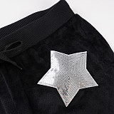 Casual Pants Silver Fox Velvet Sequined Five-Pointed Star Low-Rise Slightly Flared Lazy Style Pants MRA-44285