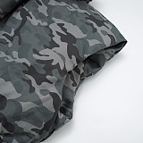Camouflage Stand Collar Sleeveless Short Zipper Bat-shaped Cotton Jacket XYWL-25TP370