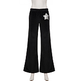 Casual Pants Silver Fox Velvet Sequined Five-Pointed Star Low-Rise Slightly Flared Lazy Style Pants MRA-44285