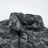 Camouflage Stand Collar Sleeveless Short Zipper Bat-shaped Cotton Jacket XYWL-25TP370