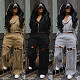 Casual Hooded Zipper Sweatshirt Wide-Leg Ripped Personality Two-Piece Set NY-3766