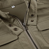 Retro Motorcycle Style Small Pocket Split Zipper Cardigan Work Jacket  MRA-19605