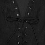 Fashionable and Fresh Lace-up Ruffle Dress BY-7549