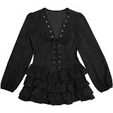 Fashionable and Fresh Lace-up Ruffle Dress BY-7549