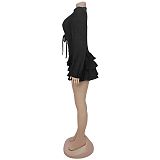 Fashionable and Fresh Lace-up Ruffle Dress BY-7549