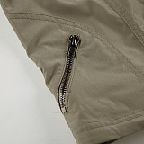 Retro Motorcycle Style Small Pocket Split Zipper Cardigan Work Jacket  MRA-19605