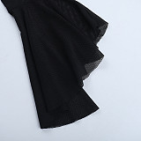 Sexy Ruffled Mesh Stitching Long-sleeved Hip Dress SUM-25317