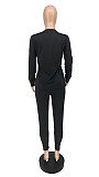Casual Long-sleeved Round Neck Top + Sports Commuter Trousers Striped Suit WSY-00000