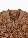Fashionable Imitation Lambskin Loose Plush Short Baseball Jacket  ZS-0773