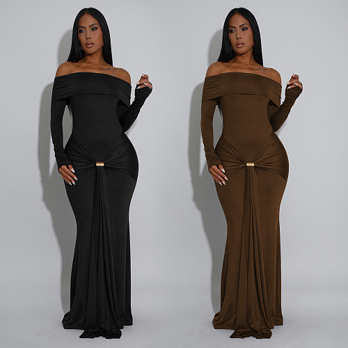 Sexy One-shoulder Slim-fitting Arm-wrapped Dress BY-7559