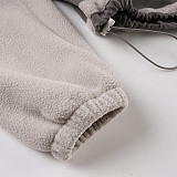 Stand Collar Drawstring Zipper Cropped Long-sleeved Cardigan Fleece Jacket MRA-24109