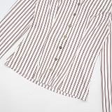 Lapel Striped Button Slim Fit Shirt High Waist Cover Hip Skirt Suit XYWL-25ST429