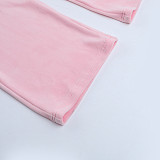 Casual Zipper Long-Sleeved Hooded Sweatshirt High-Waisted Straight-Leg Pants Set SUM-25251