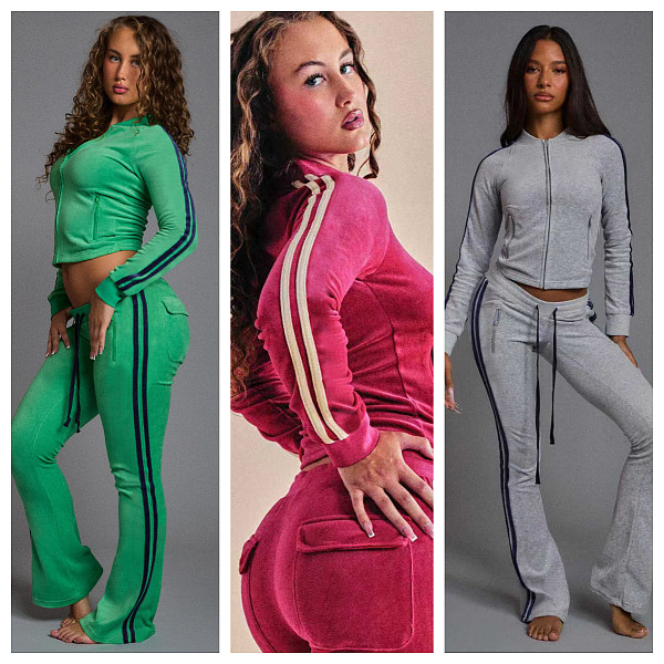 Fashionable and Casual Solid Color Pull Tie Two-piece Set YD-8840