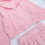 Casual Zipper Long-Sleeved Hooded Sweatshirt High-Waisted Straight-Leg Pants Set SUM-25251