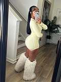 Solid Color Slim Fit Sports Style Lapel Zipper Long Sleeve Jacket and Shorts Set  XS-1489