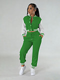 Fashionable Baseball Jacket Patchwork Single-breasted Two-piece Suit FN-6007