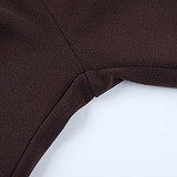 Fashionable Off-shoulder Long-sleeved top and High-waisted Straight-leg Trousers Suit