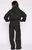 Casual Loose Solid Color Hooded Zipper Cardigan and Trousers Two-piece Set SSN-211512