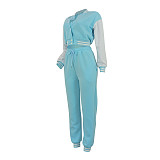 Fashionable Baseball Jacket Patchwork Single-breasted Two-piece Suit FN-6007