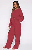 Casual Loose Solid Color Hooded Zipper Cardigan and Trousers Two-piece Set SSN-211512