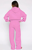 Casual Loose Solid Color Hooded Zipper Cardigan and Trousers Two-piece Set SSN-211512