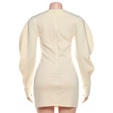 Stylish and Elegant Solid Color Waist Slimming Hip-hugging Dress ZJQD-83387