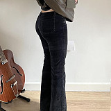 Casual Rhinestone Floral and Starry Sky Print Woven Flared Trousers MRA-43296