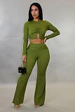 Sexy Slim Fit Hollow-Out Top and Bootcut Pants Two-Piece Set GZDM-2540