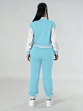 Fashionable Baseball Jacket Patchwork Single-breasted Two-piece Suit FN-6007