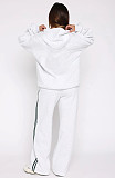 Casual Loose Solid Color Hooded Zipper Cardigan Women's Drawstring Trousers Suit