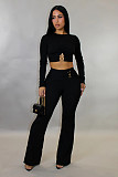 Sexy Slim Fit Hollow-Out Top and Bootcut Pants Two-Piece Set GZDM-2540