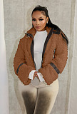 Casual Winter New Style Fur Collar Stitched Leather Women's Jacket YUNM-58015